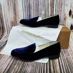 Bettye Muller Blue Regency Velvet Slip On Loafers